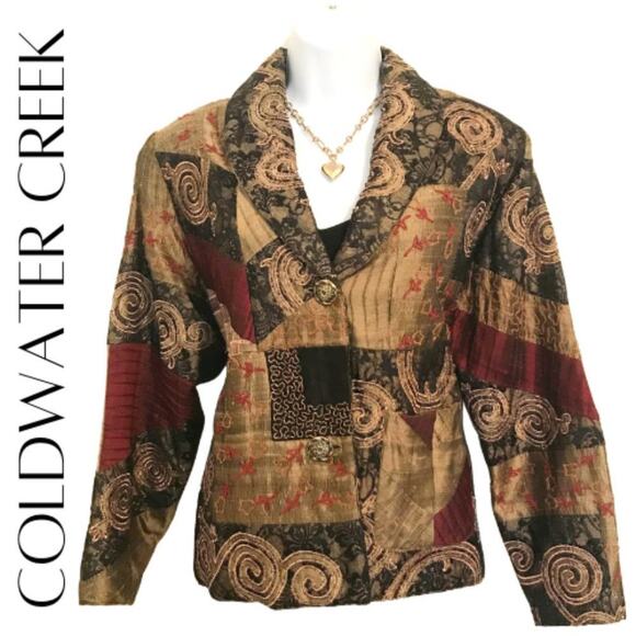COLDWATER CREEK Mixed Media Textured Blazer, M - Picture 1 of 10